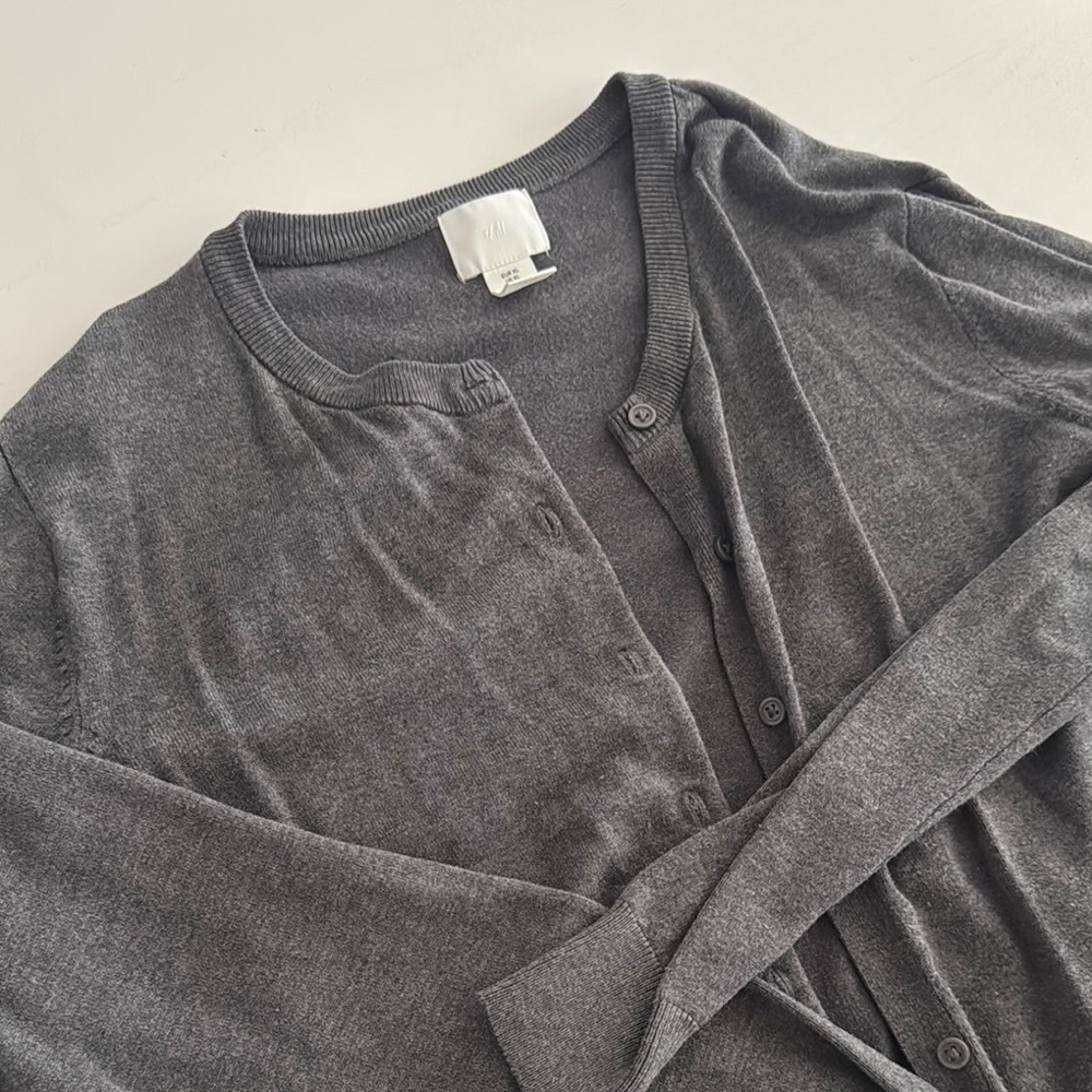 Gray Button-Up Cardigan